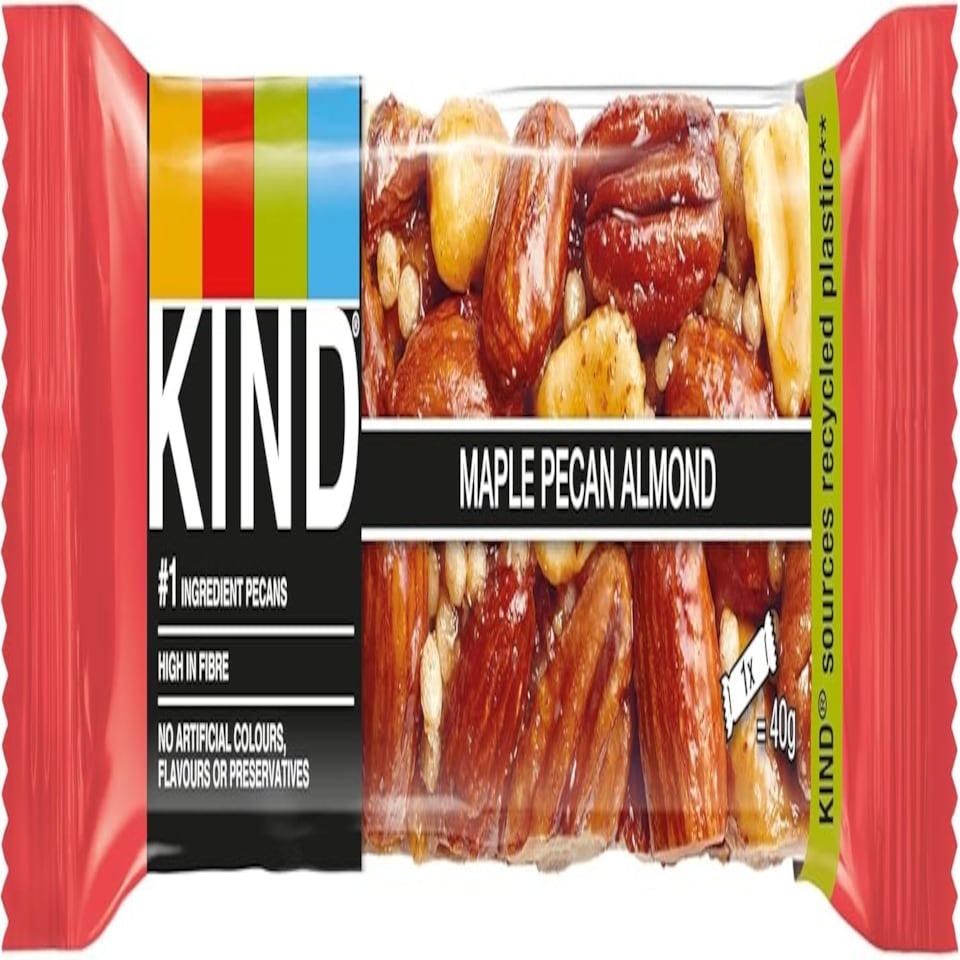 image 1 of KIND Bars, Gluten Free Snack Bars, Maple Pecan Almond, High Fibre, Healthy Snack, No Artificial Colours, Flavours or Preservatives, Multipack 12 x 40g