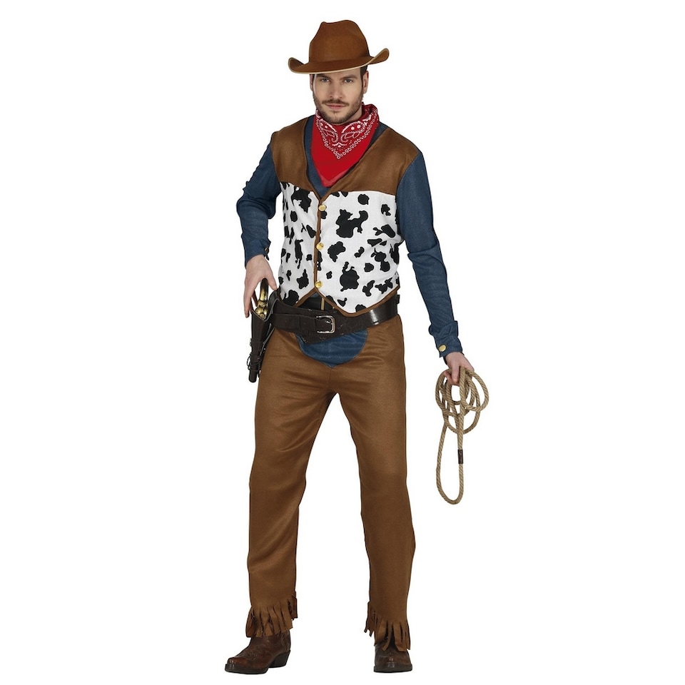 image 1 of Fiestas Guirca Mens Cowboy Costume | Brown | Brown/Blue | M | 1