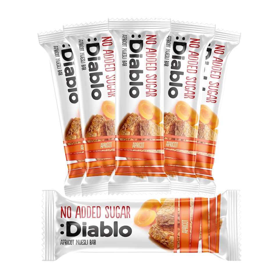 image 1 of Diablo No Added Sugar Apricot Muesli Bar 30g 6 Pack