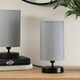 image 3 of ValueLights Pair Francis Black Touch Table Lamps Grey Shades & Bulbs Grey