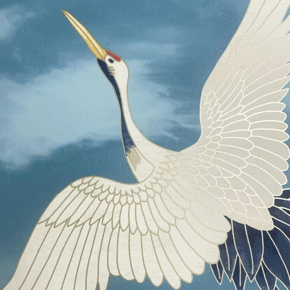 image 1 of Catherine Lansfield Flying Cranes Wallpaper - Blue - 10m x 53cm Blue