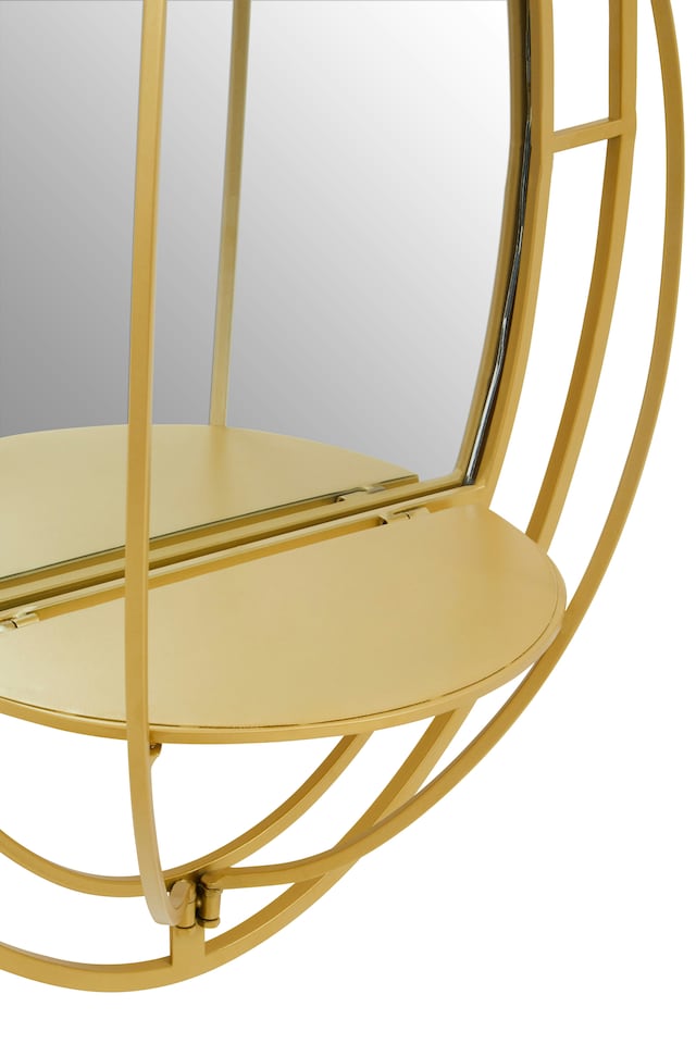 image 1 of Avento Oval Shelved Gold Wall Mirror | Gold