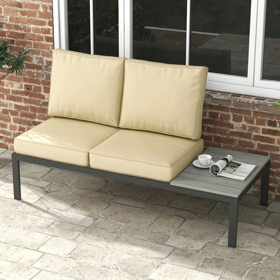 image 1 of Outsunny 2 Seater Outdoor Seat Cushions, Water Repellent Seat Pads with Backrest