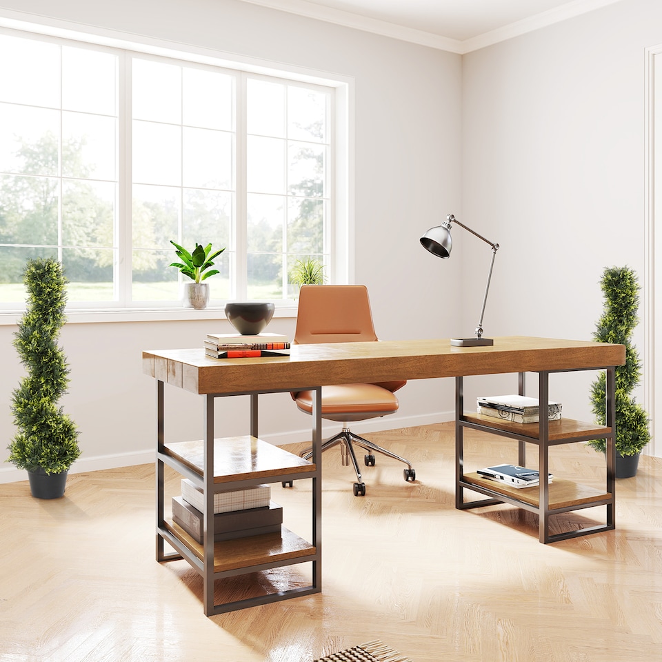 image 1 of Outsunny 90cm3FT Artificial Trees, Spiral Topiary Trees w Pot Set Of 2, Fake Indoor Greenery Plant Home Office Garden Decor Green