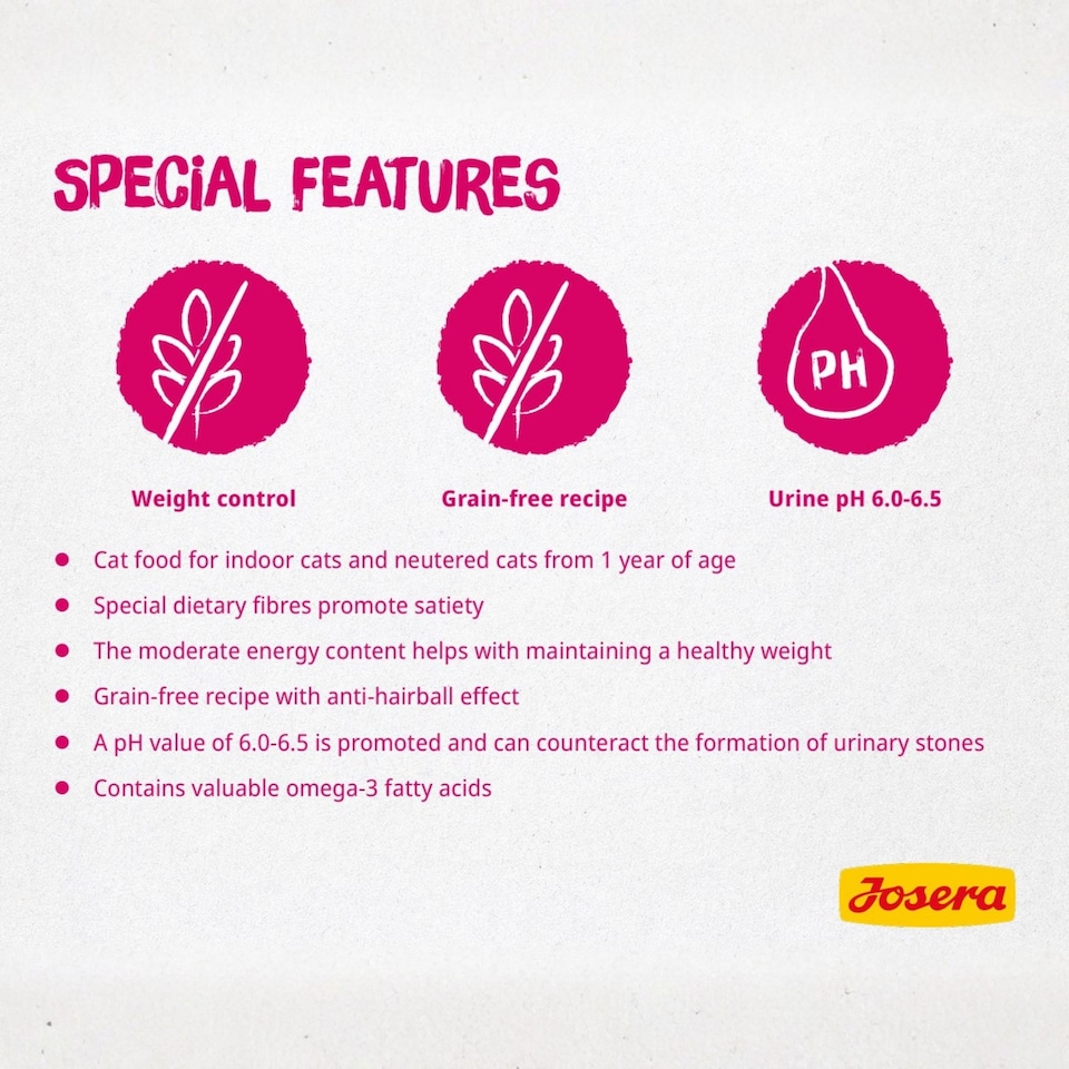 image 1 of Josera Indoor complete cat food | For sterilised or indoor adult cats | Grain-free | Lower calorie | Weight Management | Omega 3 | Urinary pH | 0.4kg