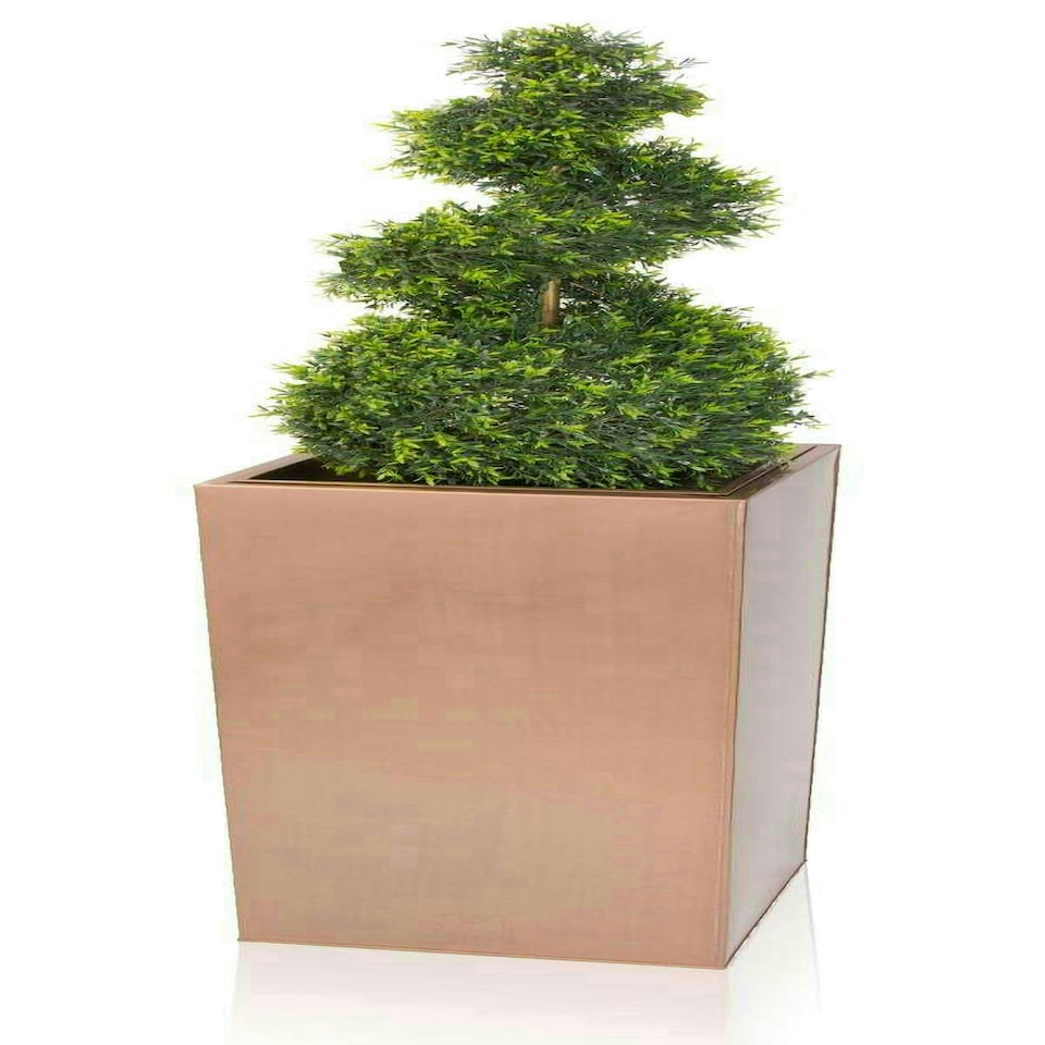 image 1 of Primrose Large Copper Coloured Zinc Galvanised Tall Cube Square Planter 50cm