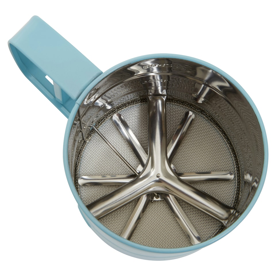 image 1 of Interiors By Premier Pastel Blue Mechanical Sifter,250ml Handheld Flour Sifter,Icing Sugar & Cocoa Powder Sieve,Fine Mesh Sifter
