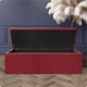 image 2 of 137cm Safar Large Striped Storage Ottoman Box, Red Plush Velvet Upholstered Deep Storage Ottoman End of Bed Bench