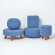 image 5 of Homescapes Blue Tall Cotton Knitted Footstool on Legs