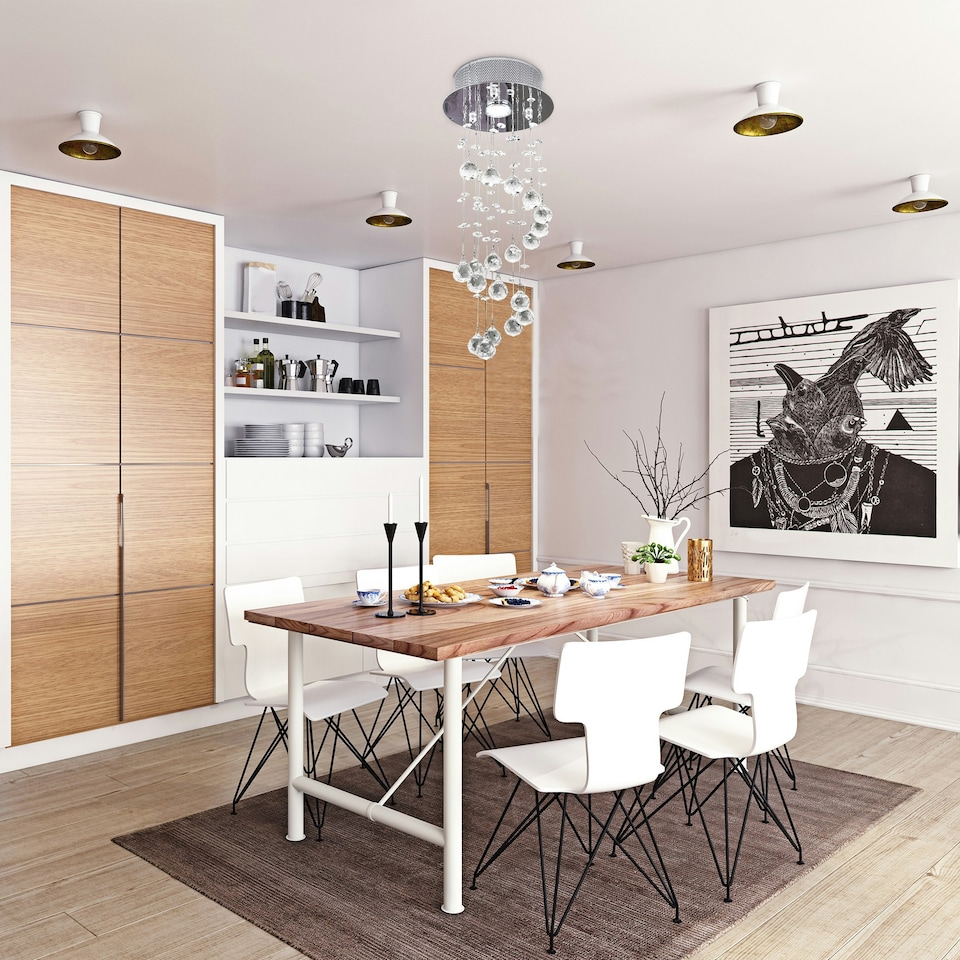image 1 of HOMCOM Crystal Ceiling Light Chandelier Spiral Rain Drop Pendant Lamp Metal