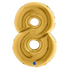 Metallic Gold Number 8 Giant Foil Helium Balloon 102cm / 40 in