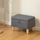 image 2 of HOMCOM Linen Storage Ottoman Storage Box with Rubberwood Legs, Charcoal Grey | Grey