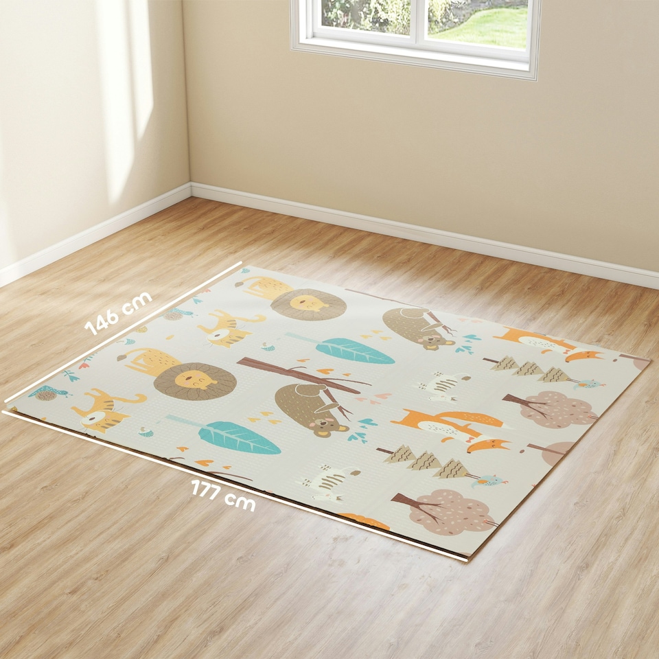 image 1 of AIYAPLAY Baby Play Mat, Double Sided Crawling Mat, Animal Theme
