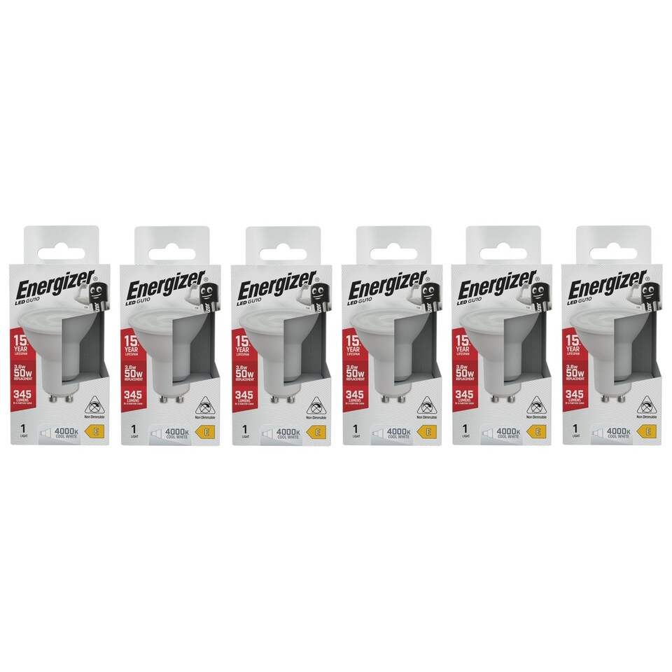 image 1 of Energizer LED GU10 345lm 3.6W 4000K (Cool White) Light Bulb - Pack of 6