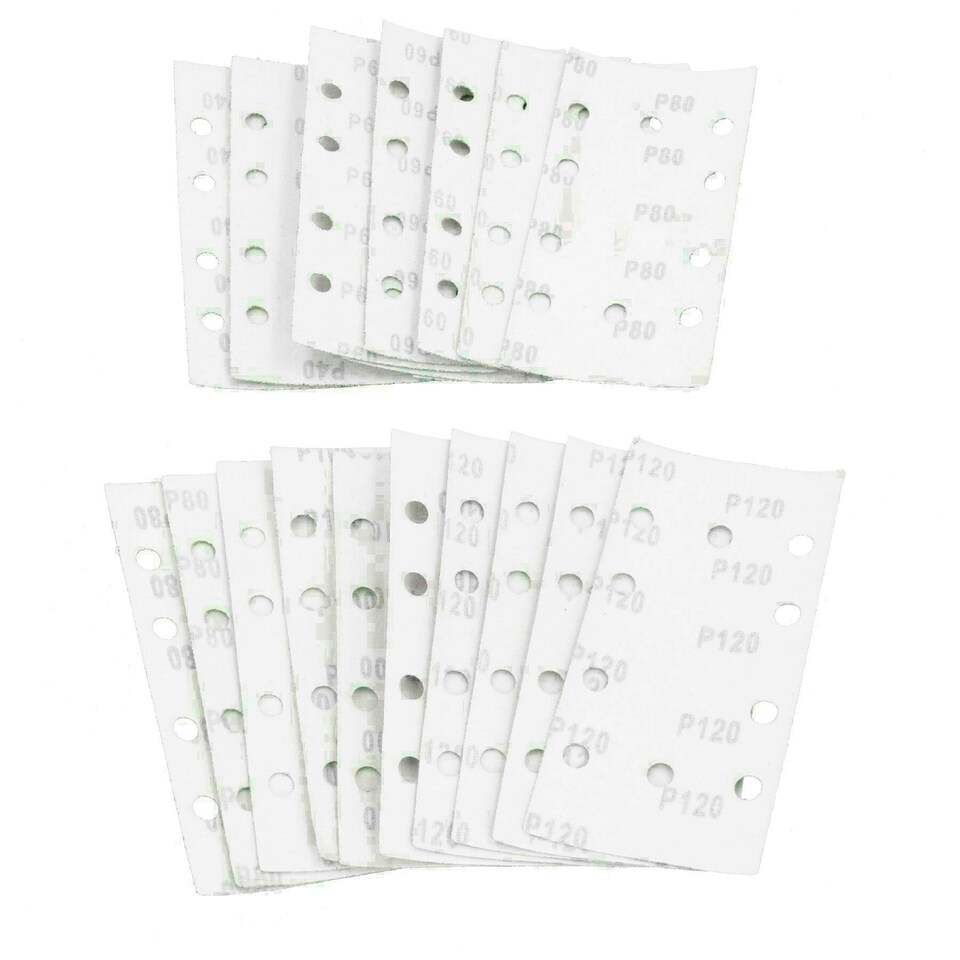 image 1 of Hook + Loop Mixed Grit Sanding Pads Sheets Sander sandpaper 40 - 120Grit 100pc