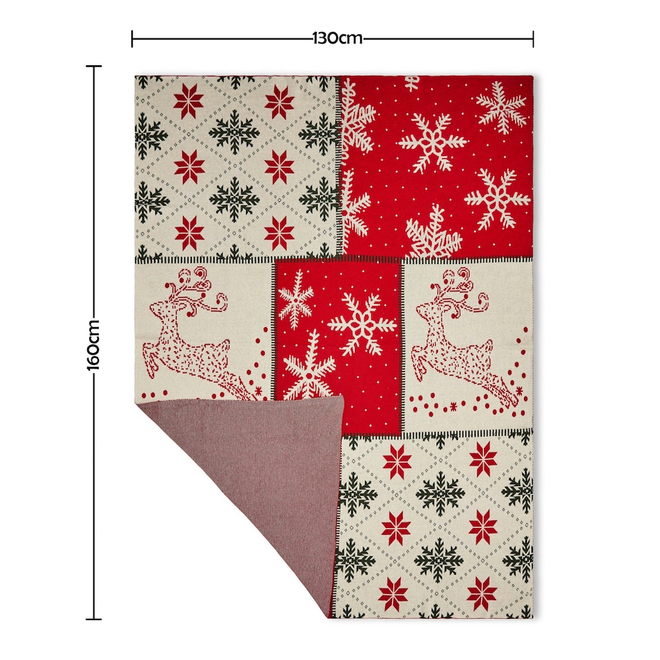 image 1 of BHS Christmas Patchwork Throw, Red | Red | Red | One Size | 1