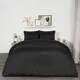 image 1 of OHS Satin Stripe Hotel Quality Duvet Cover and Pillowcase Set, Single - Black