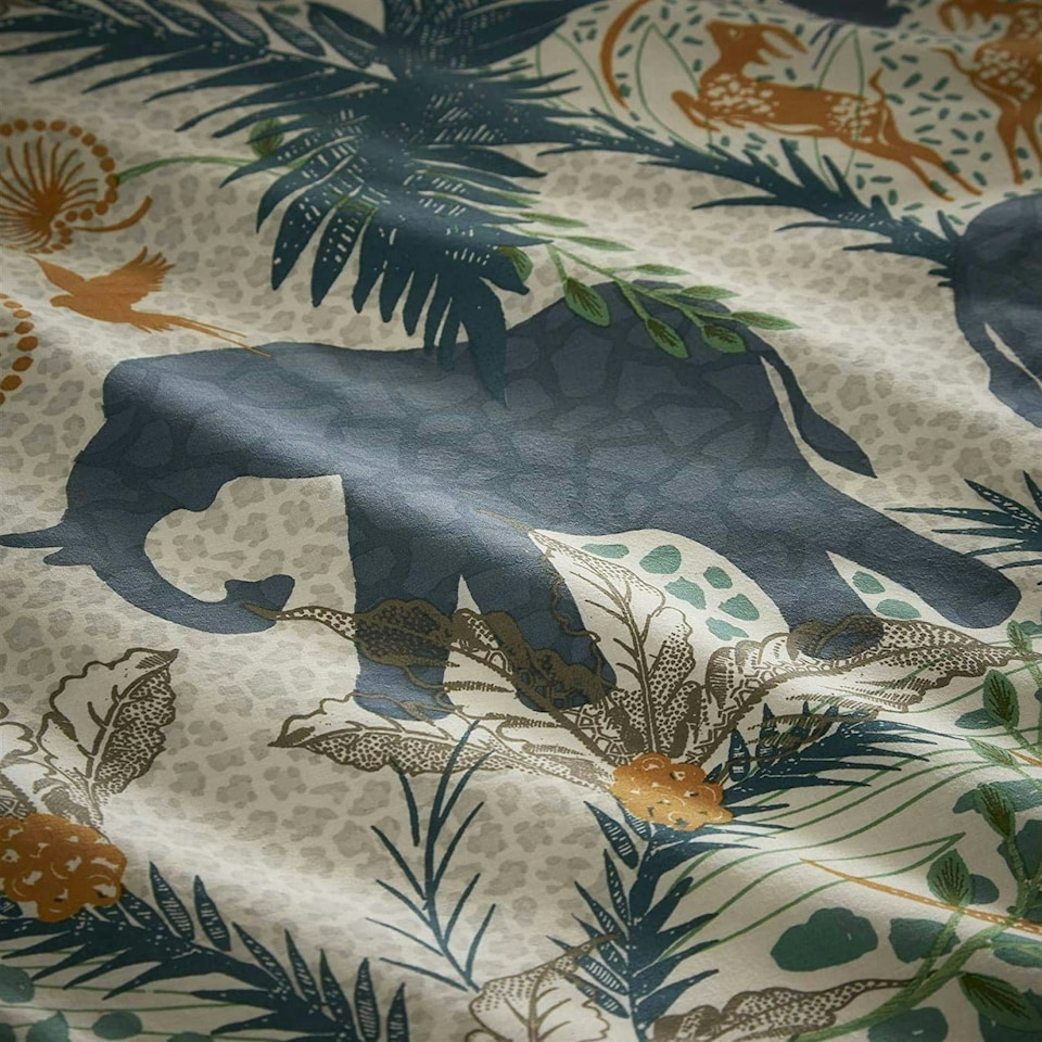 image 1 of Portfolio Home Savannah Safari Elephants Soft Easy Care Bed Linen Bedding Duvet Cover Quilt Set With Pillow Case Blue | Double