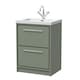 image 1 of Bathroom Floor 2 Soft-Close Drawer Fireclay Basin, Green, 600mm | Green | Reed Green | 1