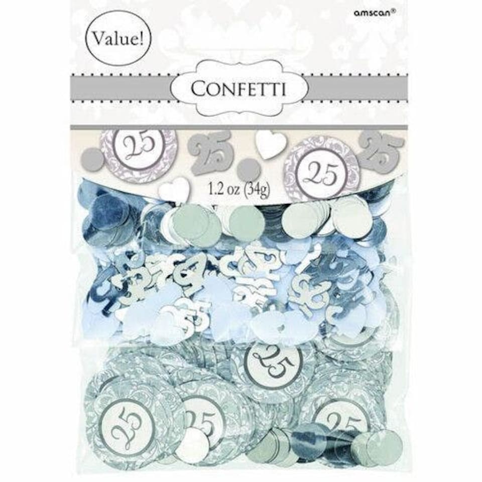 Amscan 25th Anniversary Confetti - Silver - One Size (UTSG35521)