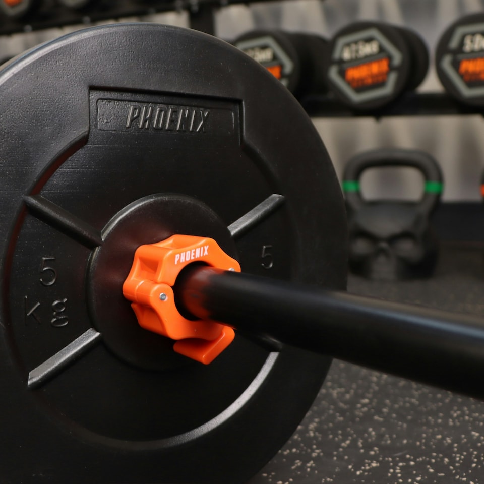 image 1 of Phoenix Fitness Barbell Clamps 1 inch Orange