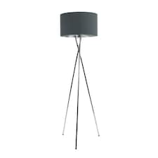 ValueLights Camden Chrome Tripod Floor Lamp Charcoal & Silver Shade | Grey