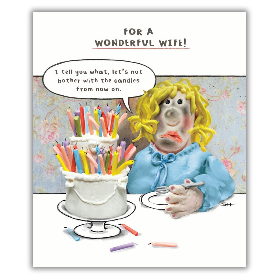 Model Family, Birthday Card for Wife, Wife Greetings Card Soot on Face!, Multi-coloured, 18.4 x 15.4 cms