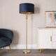 image 2 of ValueLights Marissa Gold Stacked Ball Floor Lamp with Navy Blue Velvet with Gold Inner Shade | Blue