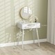 image 3 of HOMCOM Modern Dressing Table w/ 2 Drawers Round Mirror for Bedroom White White