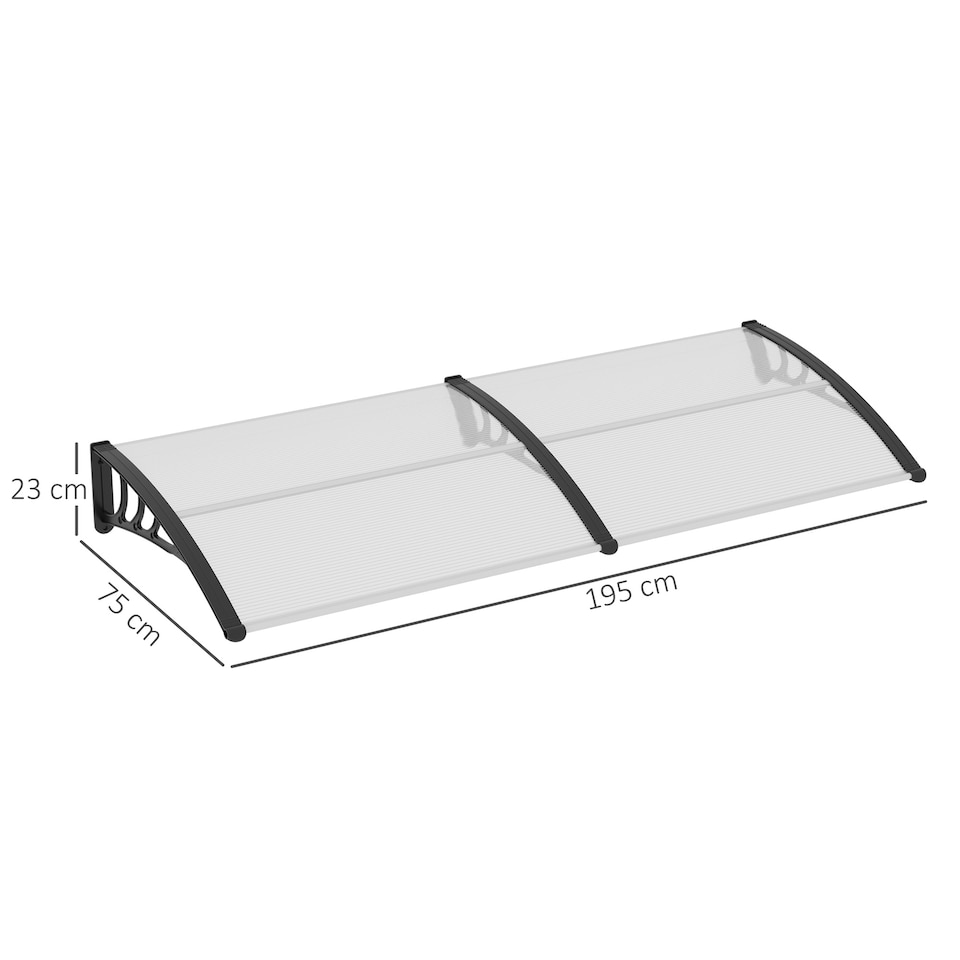 image 1 of Outsunny Outdoor Curved Window Porch Canopy Awning UV Rain Cover 0.8x2m Clear | Clear | Clear | 1