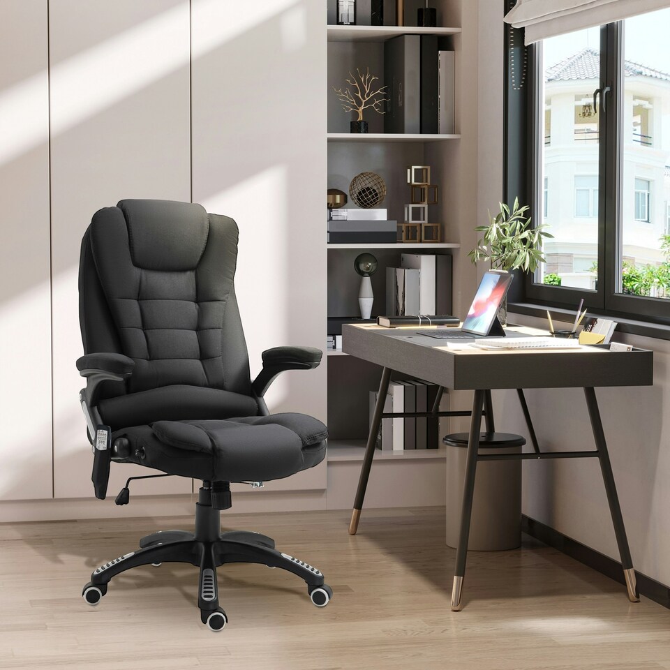 image 1 of Vinsetto Office Chair w/ Massage and Heat, Relaxing Reclining Black