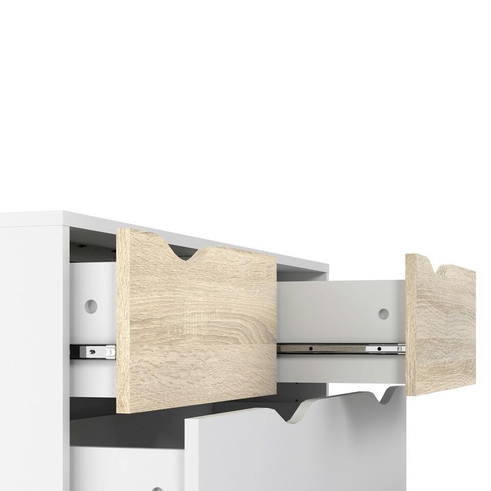image 1 of Oslo Chest of 5 Drawers in White and Oak