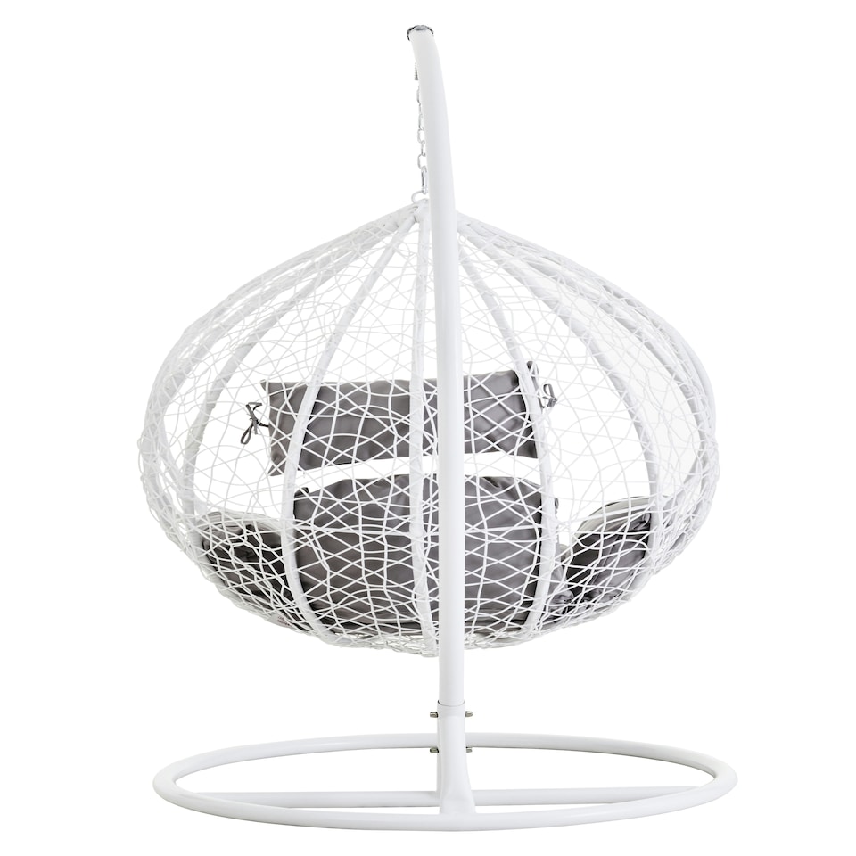 image 1 of Interiors by Premier Cut Out Sides White Hanging Chair with Round Base, Comfortable Seating Swing Chair, Easy to Clean Chair