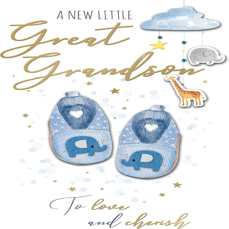 image 1 of Embellished New Little Great Grandson New Baby Card