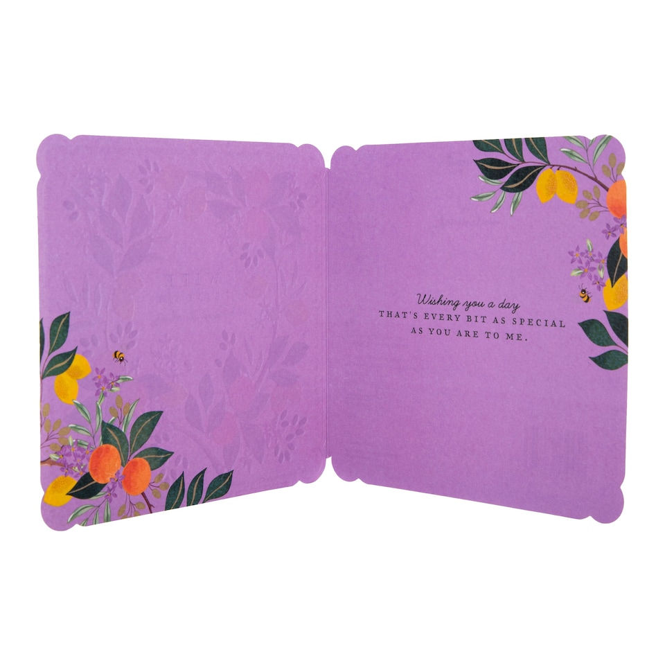 image 1 of Hallmark Birthday Card For Wife - White Lemon And Oranges Flower Border Design
