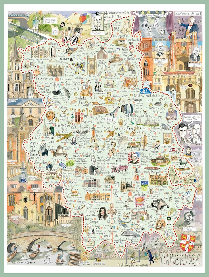 image 1 of Tim Bulmer 'Map of Cambridge 1000 Piece Jigsaw Puzzle'