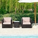 image 2 of Outsunny 3Pcs Patio 2 Seater Rattan Sofa Garden Furniture Set Coffee