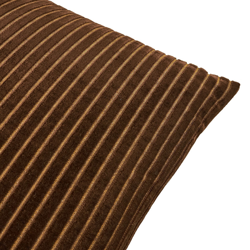 image 1 of Paoletti Savoy Stripe Velvet Cushion, Chocolate