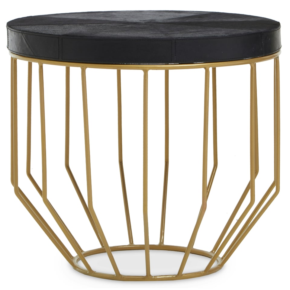 image 1 of Kensington Townhouse Hair On Hide Round Side Table Black