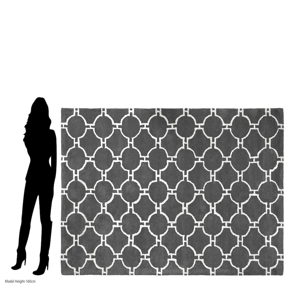 image 1 of Interiors by Premier Brown and Natural Hand Tufted Rug, Durable Cotton Wool Blend Quatrefoil Pattern Rug, Geometric Rug Brown