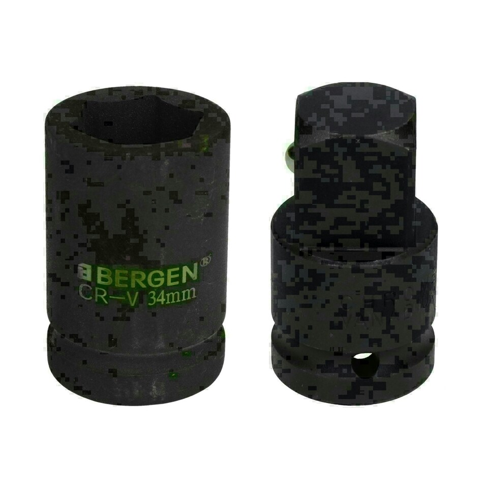 image 1 of 34mm Metric 3/4" or 1" Drive Deep Impact Socket 6 Sided With Step Up Adapter
