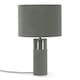 image 3 of ValueLights Alexa Charcoal Grey Velvet and Silver Chrome Bedside Table Lamp with a Drum Lampshade - Bulb Included