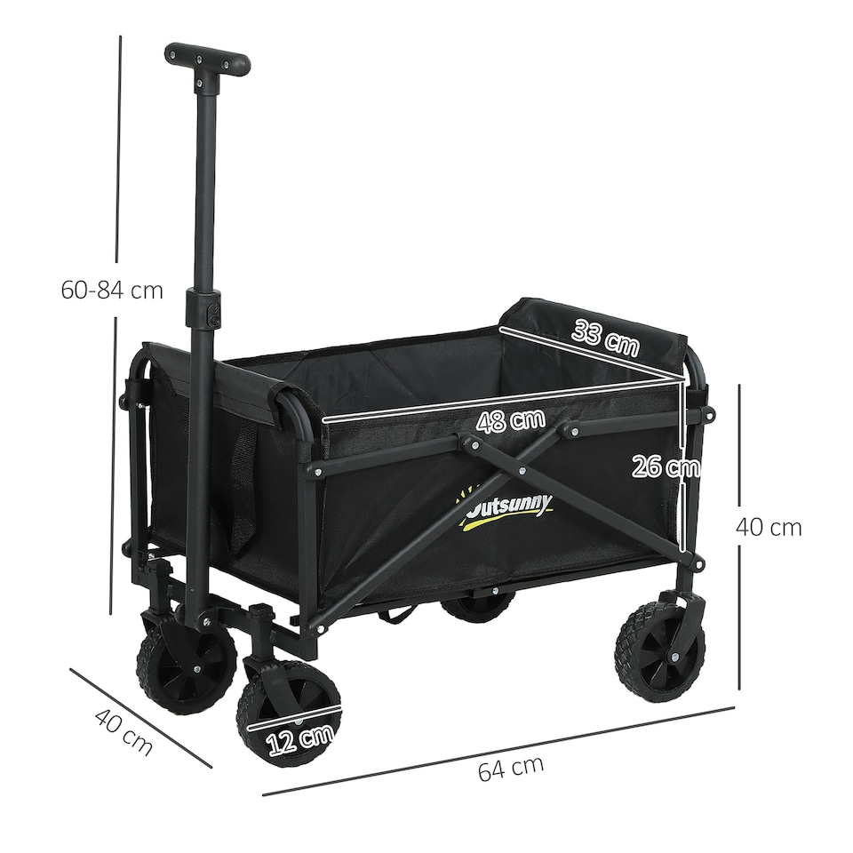 image 1 of Outsunny 41L Festival Trolley, 60kg Heavy Duty Folding Trolley Cart, Black