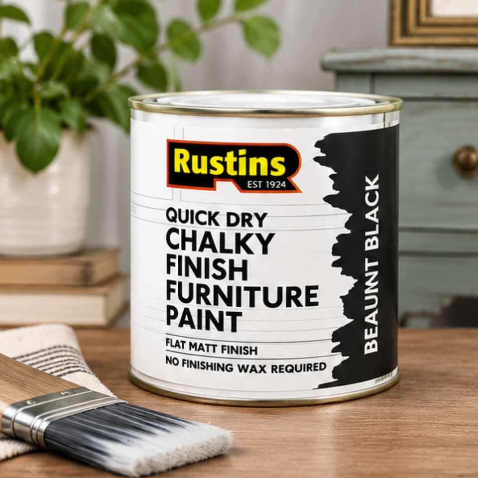 image 1 of Rustins Quick Dry Chalky Finish Furniture Paint Beaumont Black 500ml