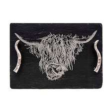 The Just Slate Company Medium Highland Cow Slate Serving Tray Gift Boxed