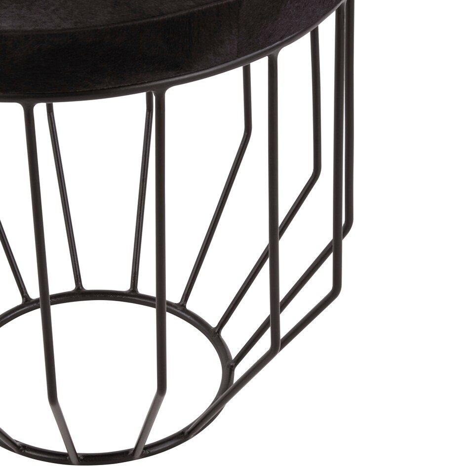image 1 of Kensington Townhouse Hair On Hide Top Round Side Table Black