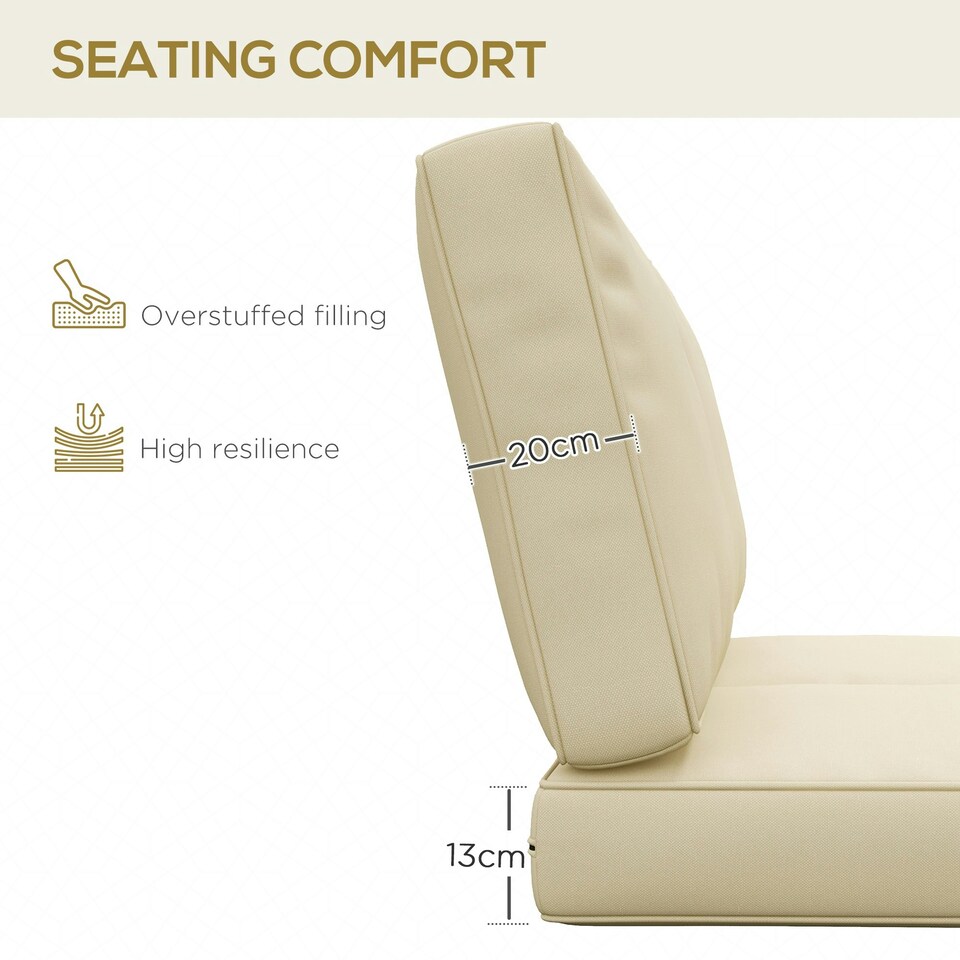 image 1 of Outsunny 2 Seater Outdoor Seat Cushion with Back, for Garden White | Beige