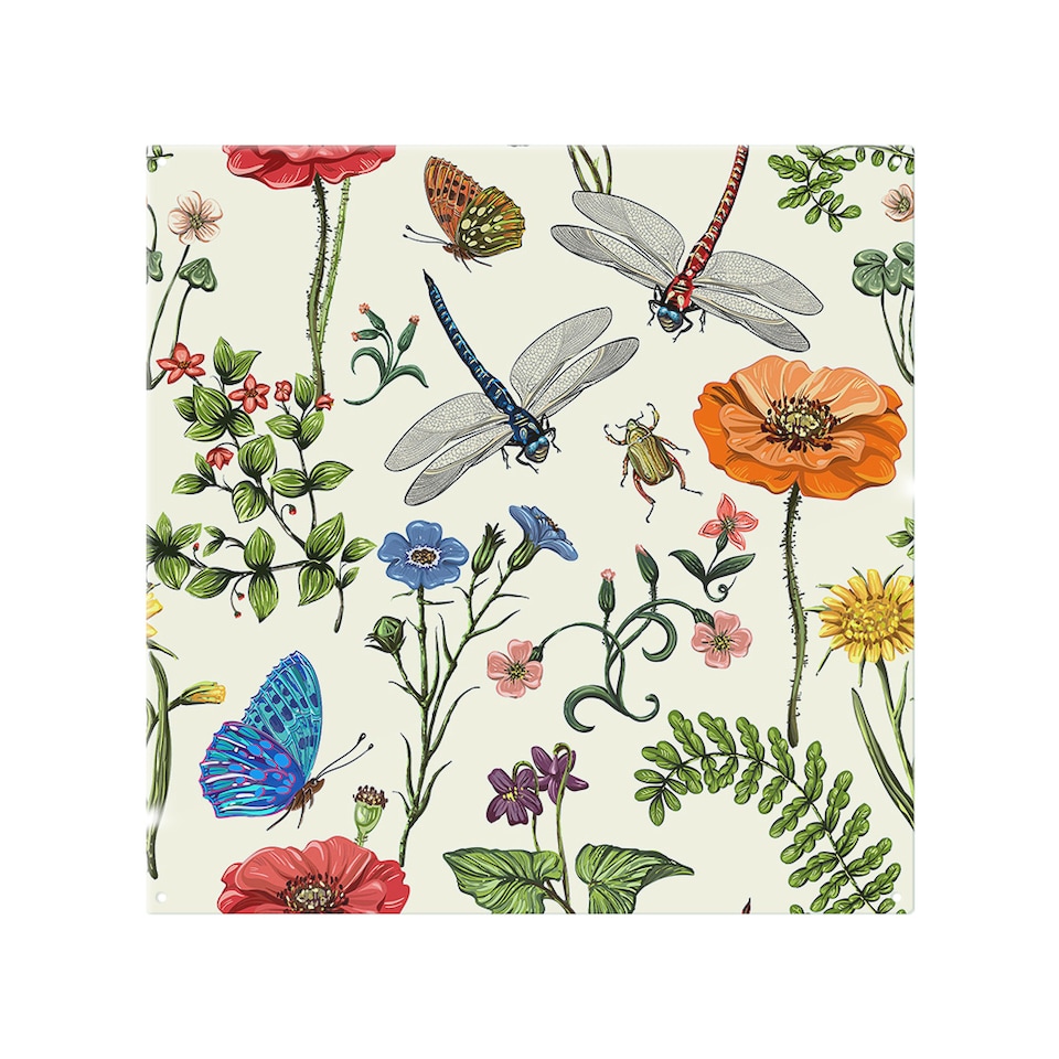 image 1 of Flowers & Insects Splash Back | White