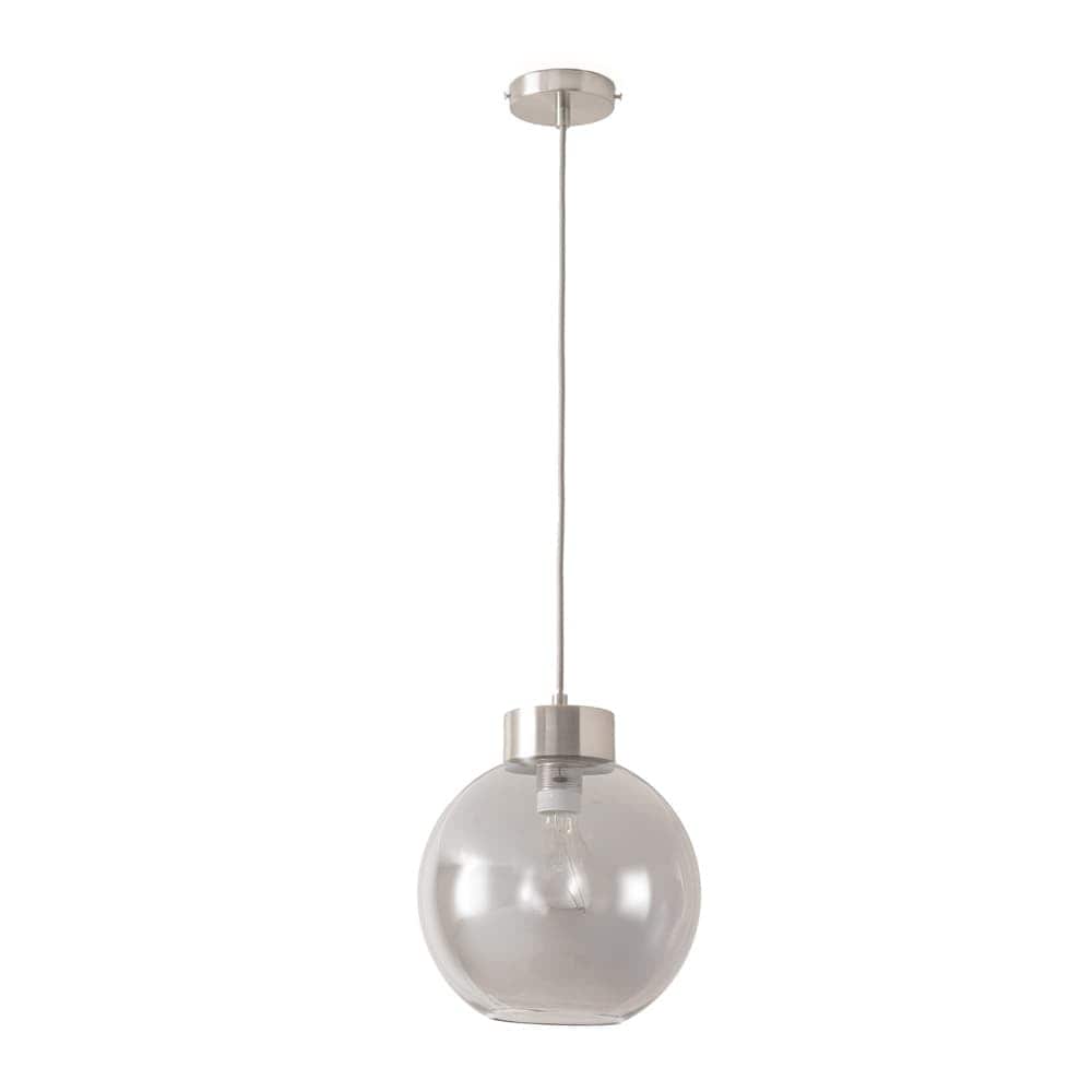 ValueLights Bellamy Smoked Glass Globe Brushed Chrome Cap Ceiling Pendant Light with Bulb in Grey