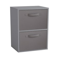 2-Tier Cube Shelving Unit with Inserts | Grey | Grey & Grey | 1